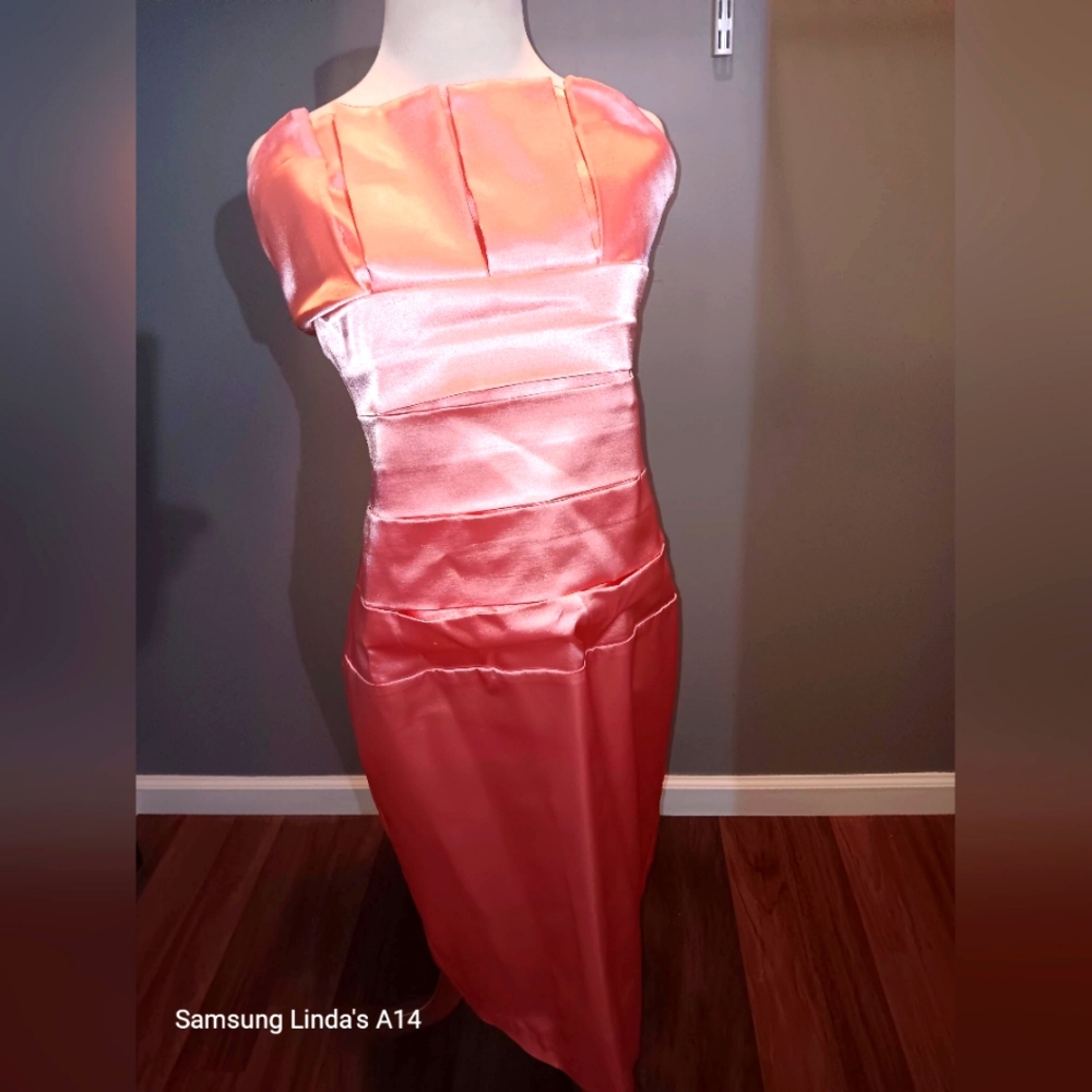 Elegant Peach Satin Dress